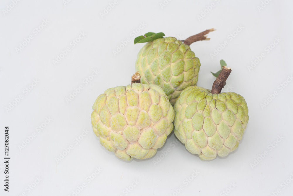 Fototapeta premium Fruit, custard apple on white background.