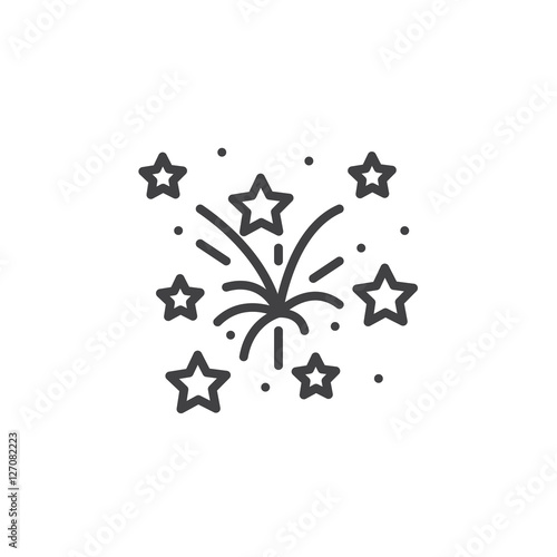 Fireworks line icon, outline vector sign, linear pictogram isolated on white. logo illustration