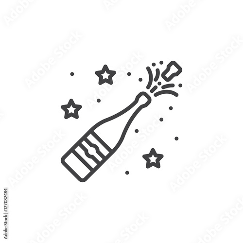 champagne pop line icon, outline vector sign, linear pictogram isolated on white. logo illustration