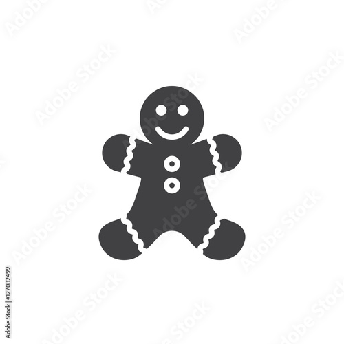 Gingerbread man cookie icon vector, filled flat sign, solid pictogram isolated on white, logo illustration