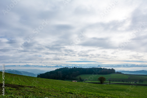 Aussicht im Winter in die Berge mit Schnee