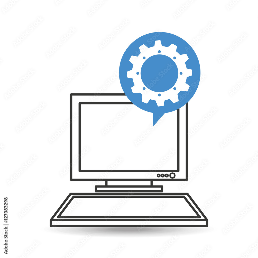 computer desktop communication gear social network vector illustration eps 10 computer desktop communication gear social network vector illustration eps 10