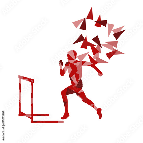 Man hurdles race male athlete competing vector abstract backgrou