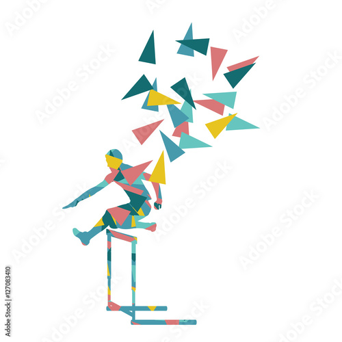 Man hurdles race male athlete competing vector abstract backgrou