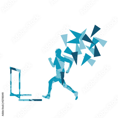 Man hurdles race male athlete competing vector abstract backgrou