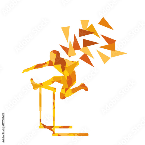 Man hurdles race male athlete competing vector abstract backgrou