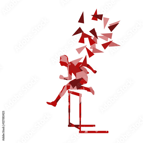 Man hurdles race male athlete competing vector abstract backgrou