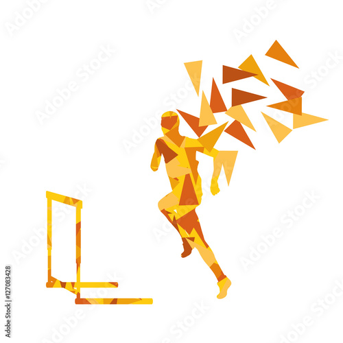 Man hurdles race male athlete competing vector abstract backgrou