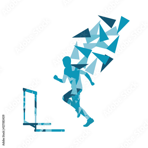 Man hurdles race male athlete competing vector abstract backgrou