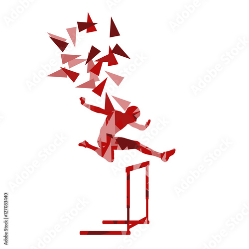 Man hurdles race male athlete competing vector abstract backgrou
