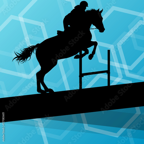 Horse with rider equestrian sport vector background