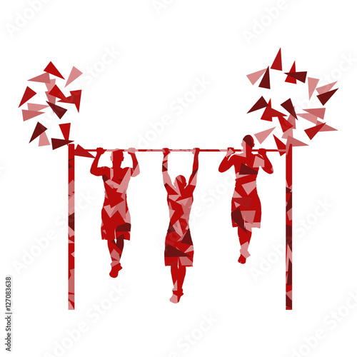 Athlete doing pull up man fitness and horizontal bar vector back