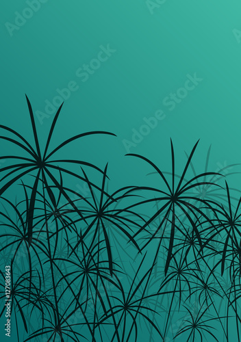 Paper reed detailed silhouettes in nature background