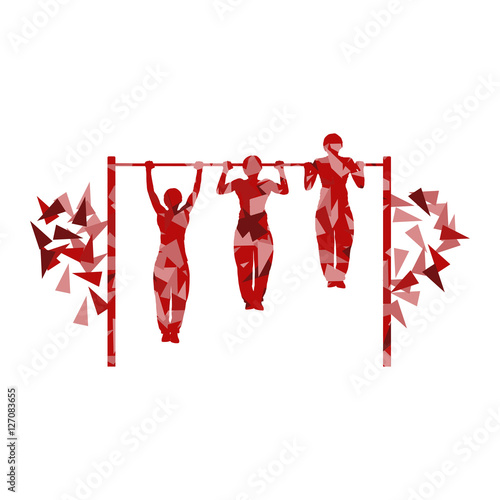 Athlete doing pull up man fitness and horizontal bar vector back