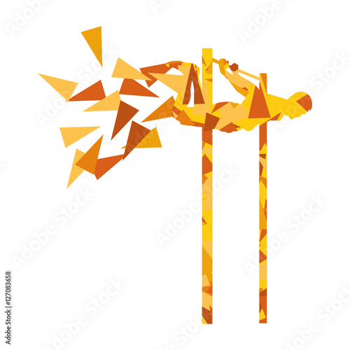 Athlete doing pull up man fitness and horizontal bar vector back