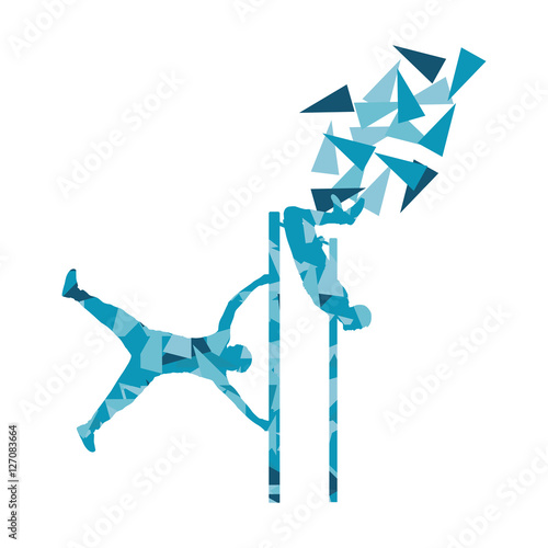 Athlete doing pull up man fitness and horizontal bar vector back