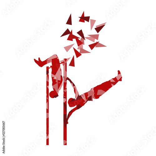 Athlete doing pull up man fitness and horizontal bar vector back