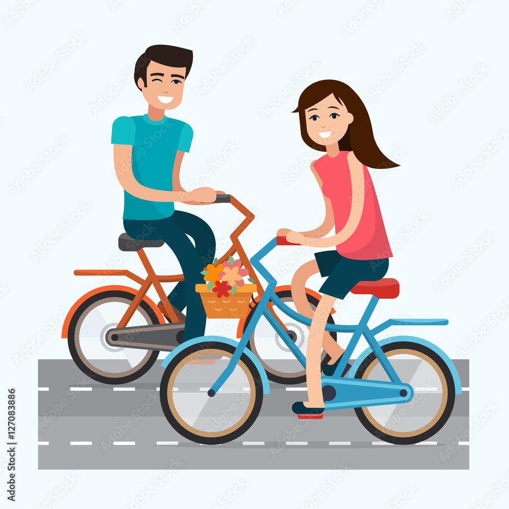 Man and woman with bike. Man and woman with bike.