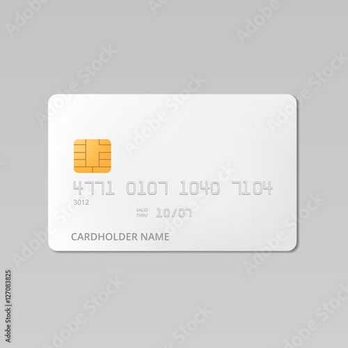 White credit card realistic mockup vector illustration
