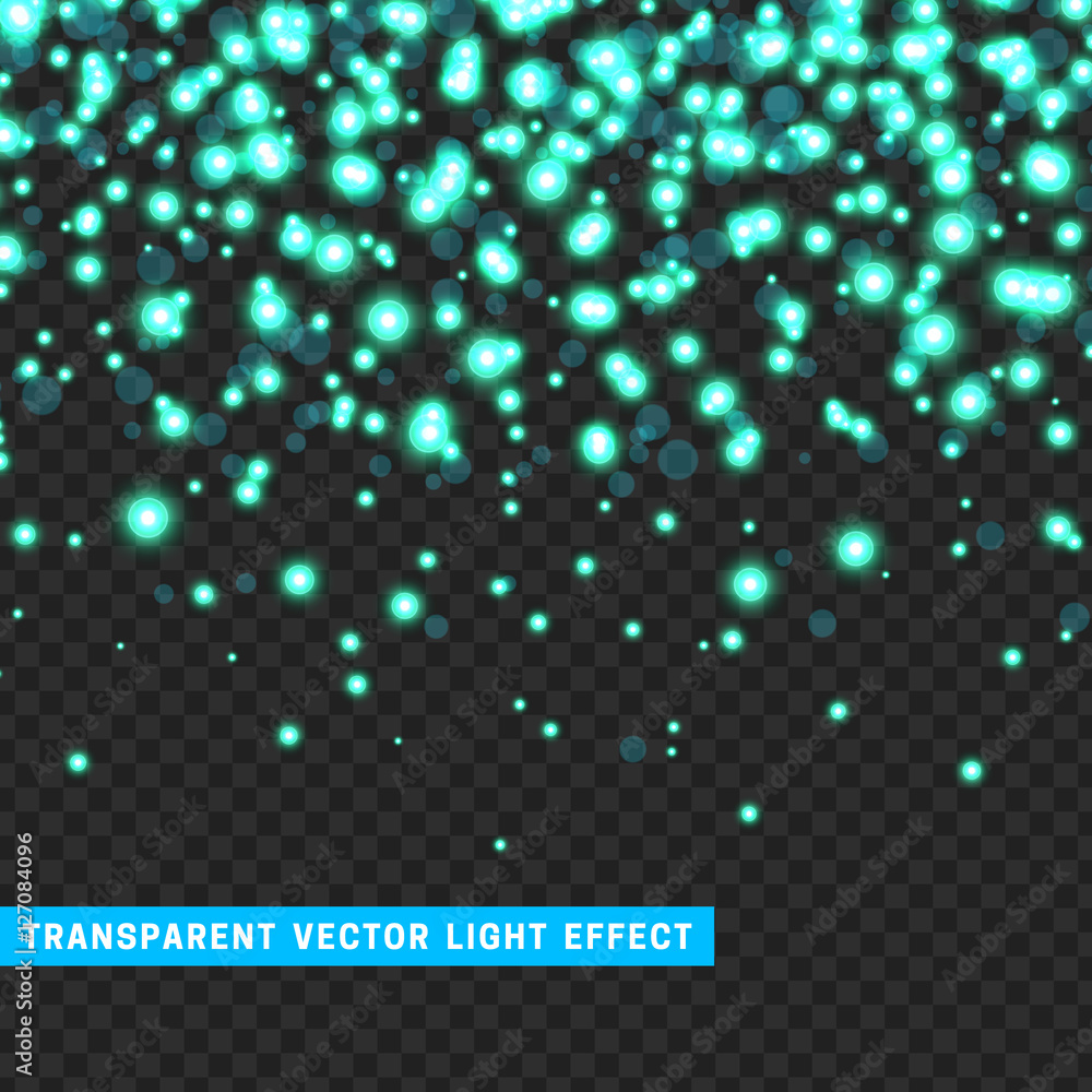 Obraz premium Vector with transparency light effect sparkle. Glitter background bright Christmas lights. Colourful Glowing Christmas Lights. Shining vector illustration