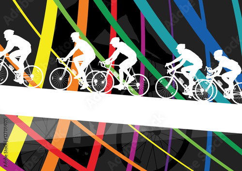 Cyclist active man and woman bicycle riders in abstract sport la
