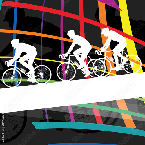 Cyclist active man and woman bicycle riders in abstract sport la