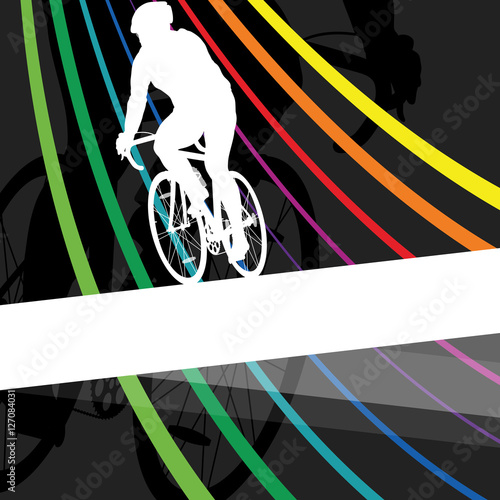 Cyclist active man and woman bicycle riders in abstract sport la