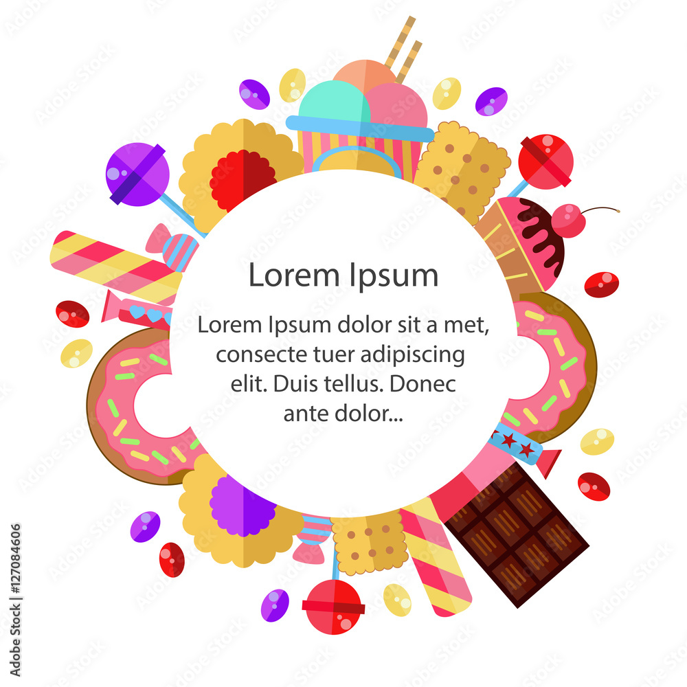 Sweets flat vector set as decorative round border Sweets flat vector set as decorative round border