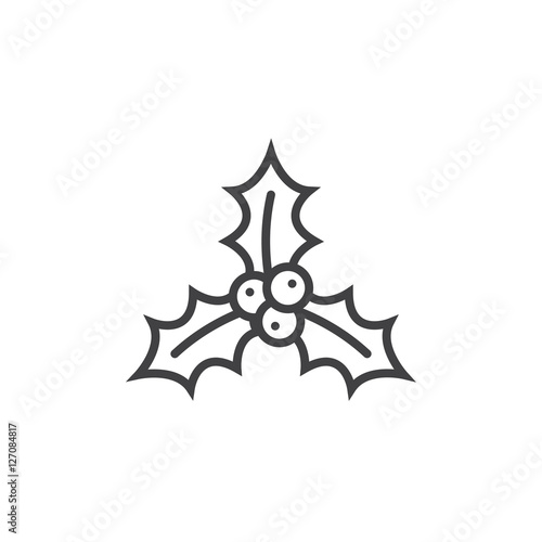 Christmas holly berries line icon, outline vector sign, linear pictogram isolated on white. logo illustration