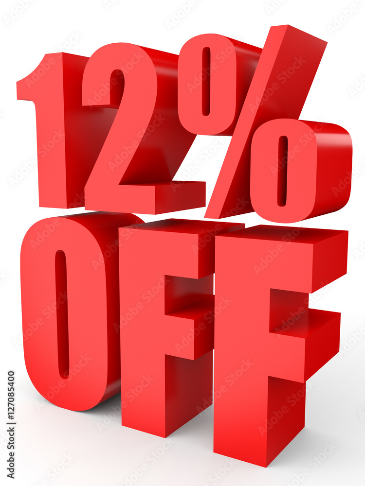 Discount 12 percent off. 3D illustration on white background. Discount 12 percent off. 3D illustration on white background.