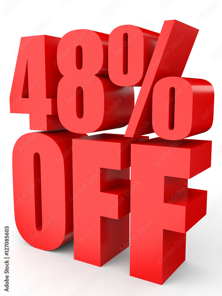Discount 48 percent off. 3D illustration on white background. Discount 48 percent off. 3D illustration on white background.