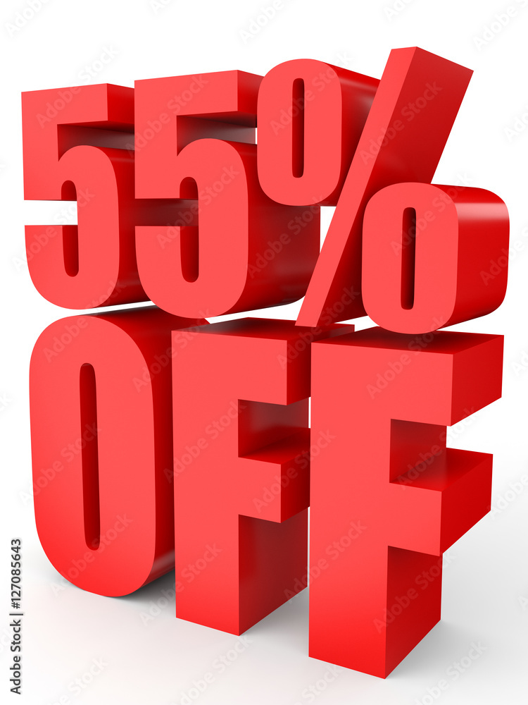 Discount 55 percent off. 3D illustration on white background. Discount 55 percent off. 3D illustration on white background.