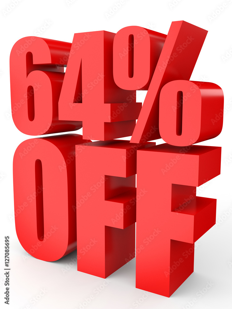 Discount 64 percent off. 3D illustration on white background. Discount 64 percent off. 3D illustration on white background.