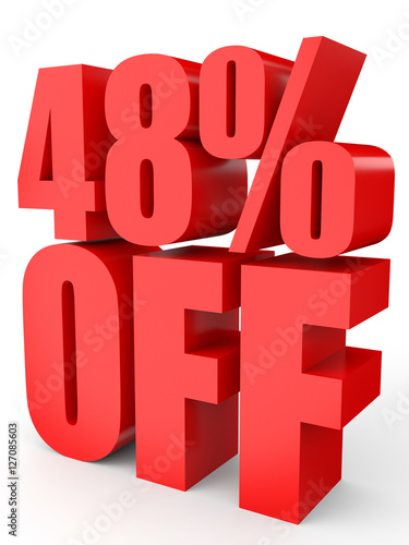 Discount 48 percent off. 3D illustration on white background.