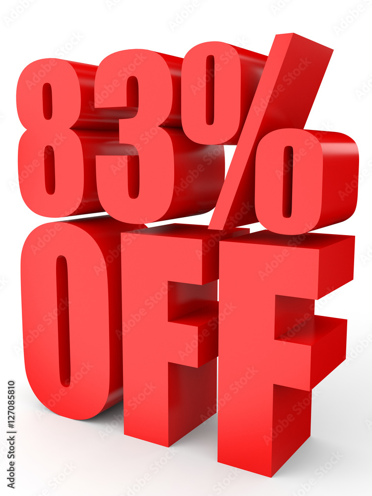 Discount 83 percent off. 3D illustration on white background. Discount 83 percent off. 3D illustration on white background.