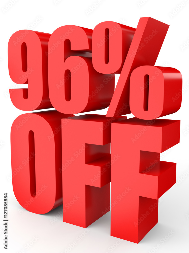 Discount 96 percent off. 3D illustration on white background. Discount 96 percent off. 3D illustration on white background.