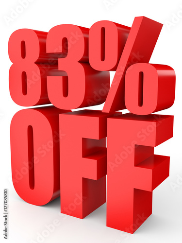 Discount 83 percent off. 3D illustration on white background.