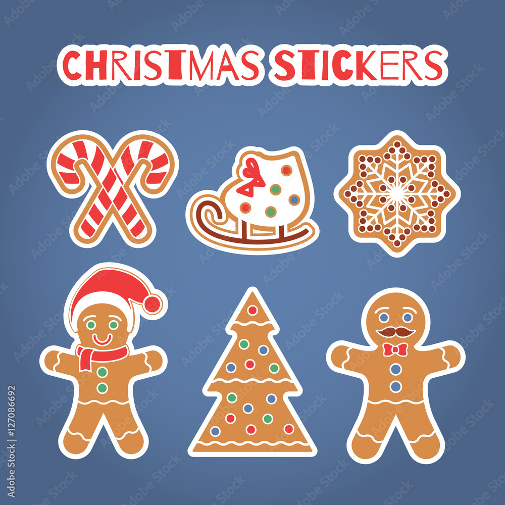 Christmas Gingerbread cookies stickers set Christmas Gingerbread cookies stickers set