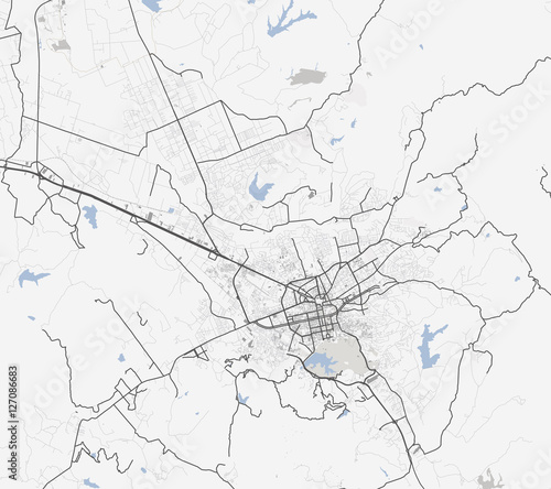 Map of Tirana city. Albania Roads