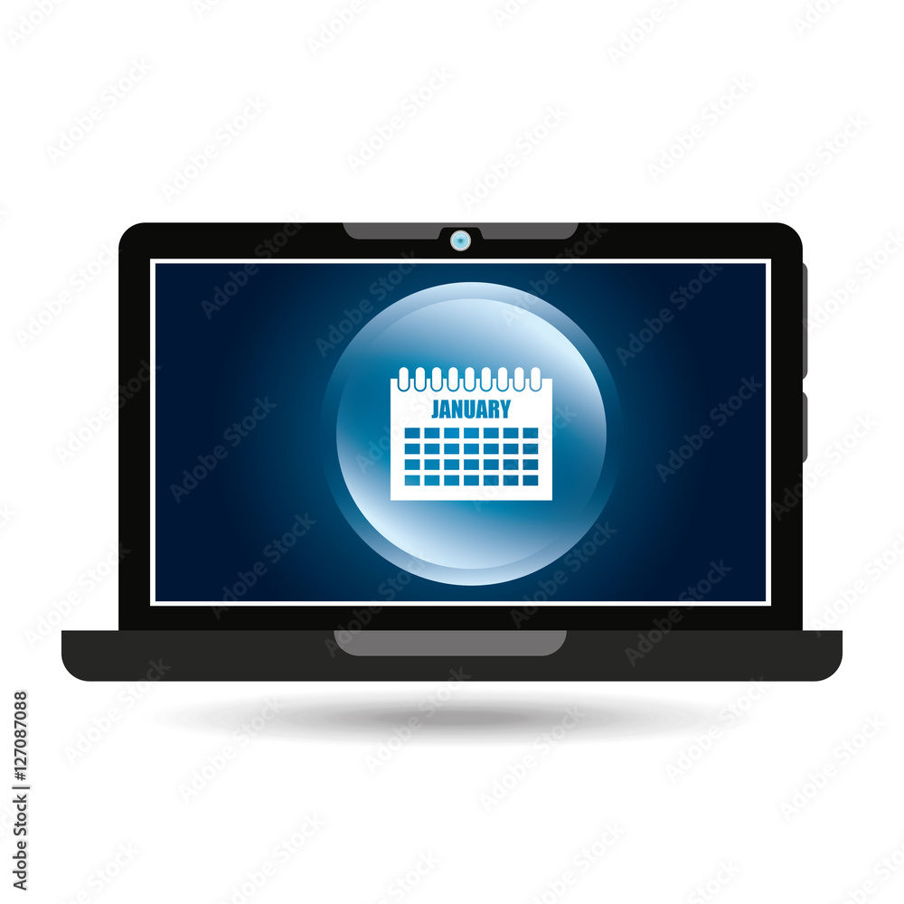 laptop blue display calendar social media vector illustration eps 10 laptop blue display calendar social media vector illustration eps 10