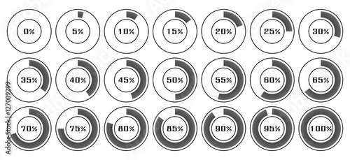 Circle Diagram Pie Charts Infographic Elements. Progress Wheel Vector illustration display of waiting time load, boot, download in percent