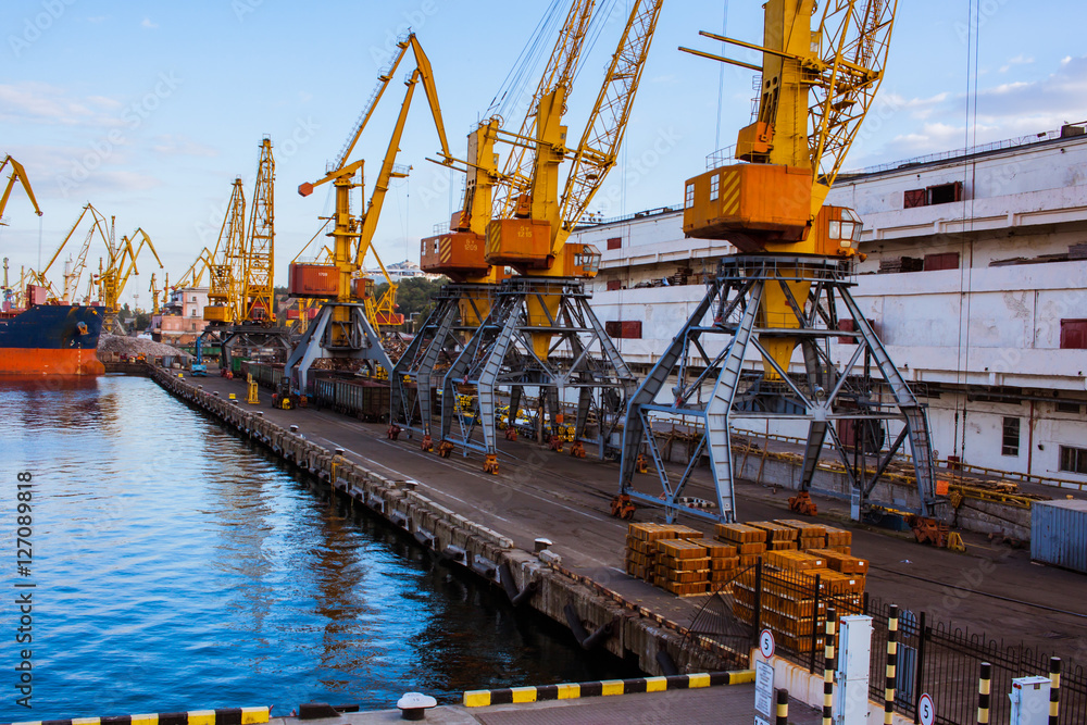 Industrial landscape in the sea port 