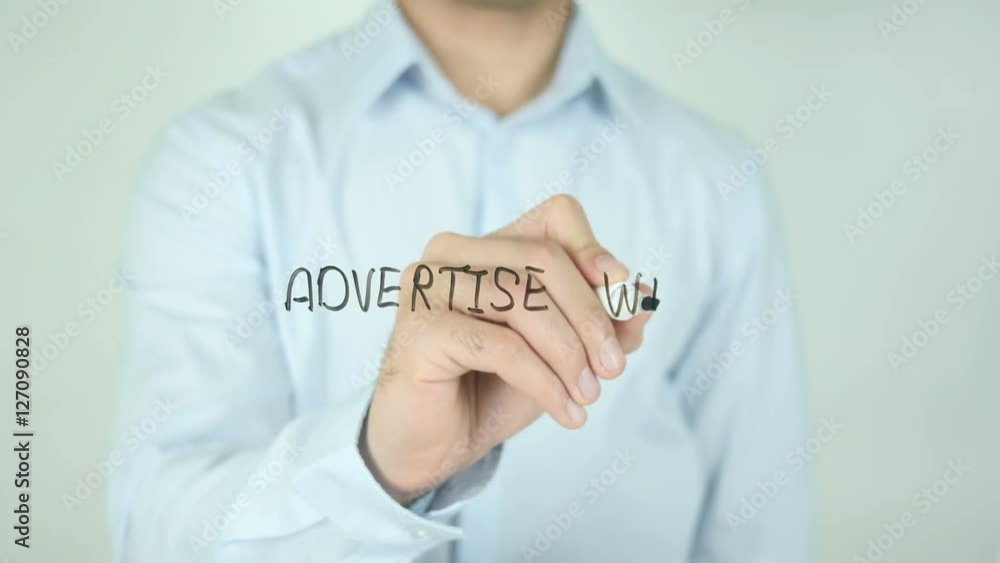 Advertise With Us, Man Writing on Screen Advertise With Us, Man Writing on Screen