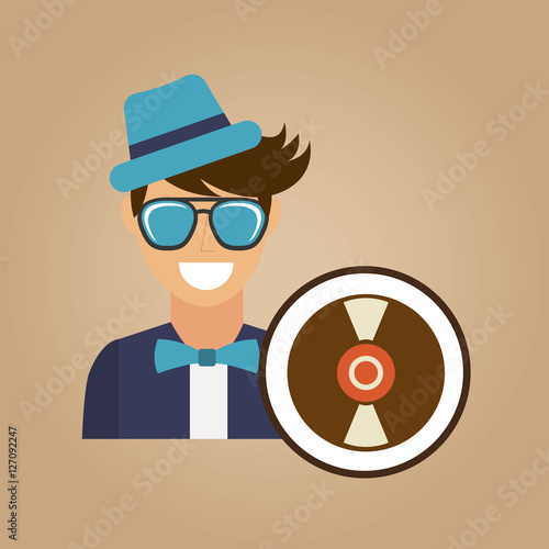 hipster vynil disk vintage background icon vector illustration eps 10