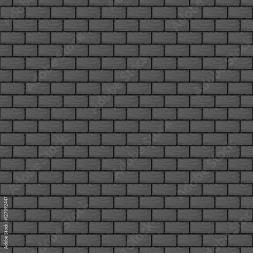 Black brick wall seamless. Vector illustration background - texture pattern for continuous replicate.