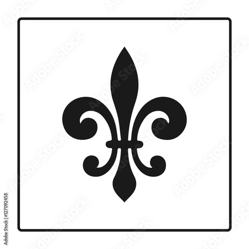 Fleur de lis symbol, silhouette - heraldic symbol. Vector Illustration. Medieval sign. Glowing french fleur de lis royal lily. Elegant decoration symbol. Heraldic icon for design, logo or decoration.