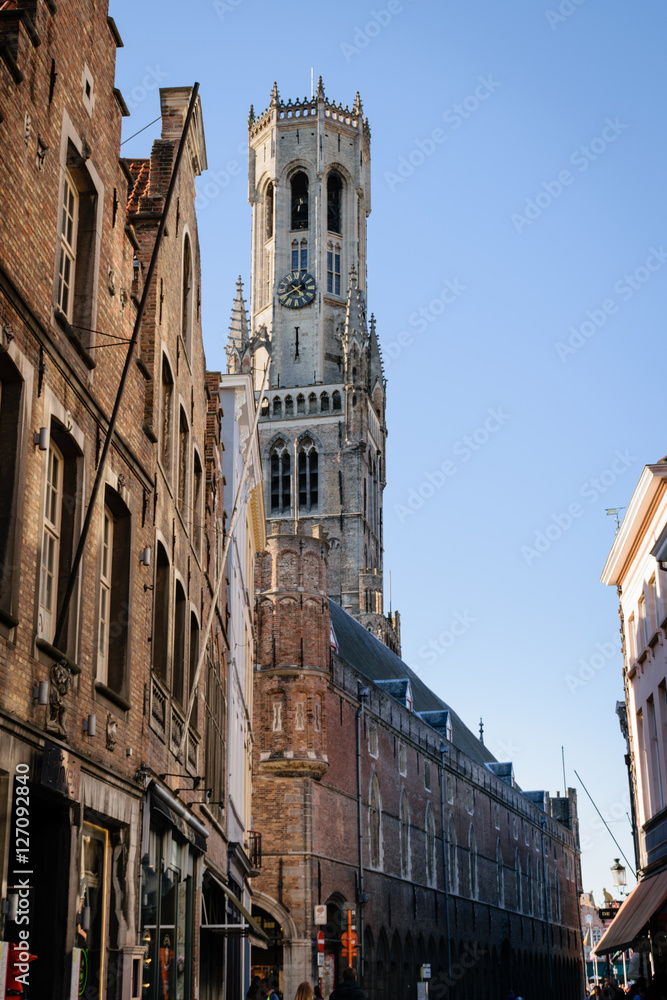 Obraz premium Brugges Bell Tower at market place