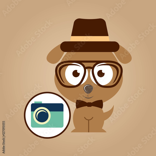 hipster dog symbol camera design vintage background vector illustration