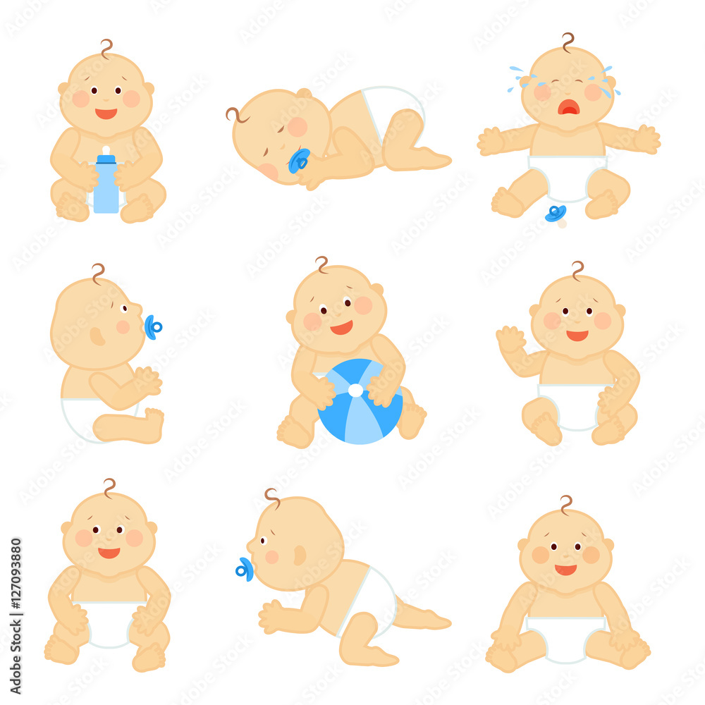 Cute baby in diaper vector illustration Cute baby in diaper vector illustration