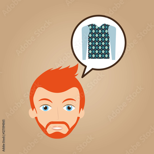 man hipster bearded wearing knitted sweater vector illustration eps 10